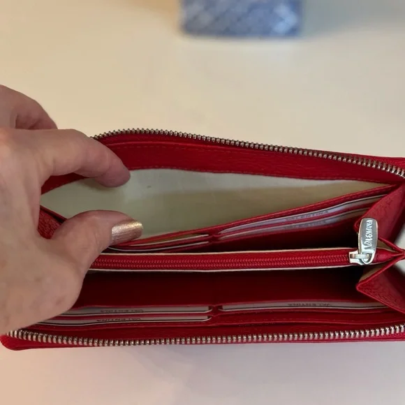❤️ NWOT VALENTINA ZIP AROUND RED LEATHER WALLET! - Picture 8 of 10